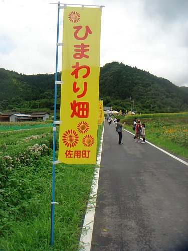 はばタンラッピング電車 and 佐用町ひまわり祭り 2009-07-26: Welcome to Himawari Field, official banner