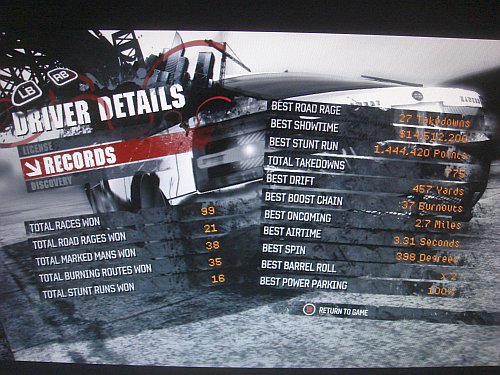 My Burnout Paradise records (records page)