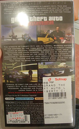Back cover of the Grand Theft Auto Liberty City Stories game for PSP