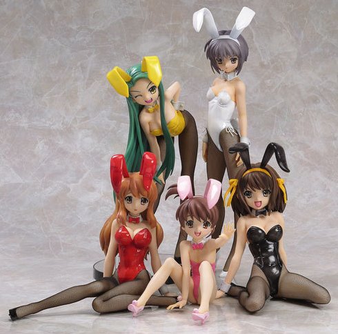 Suzumiya Haruhi no Yuutsu, FREEing Bunny version series, from left to right: Mikuru, Tsuruya-san, Kyon no Imouto, Yuki, Haruhi