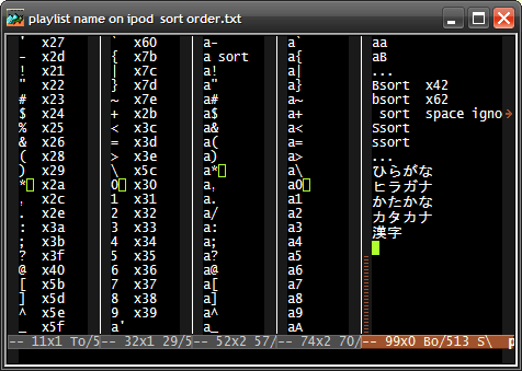 Playlist name sort order on iPod G5.5, with ASCII and Japanese / iPod上のプレーリスト名の並べ替え順番 ASCIIと日本語を含む