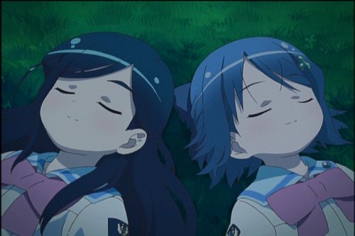 Mei and Mika resting after a job well done. Manabi Straight! DVD 3