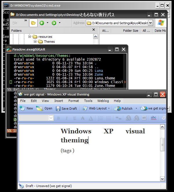 Windows XP Luna Zune theme: Window, title, frame styles
