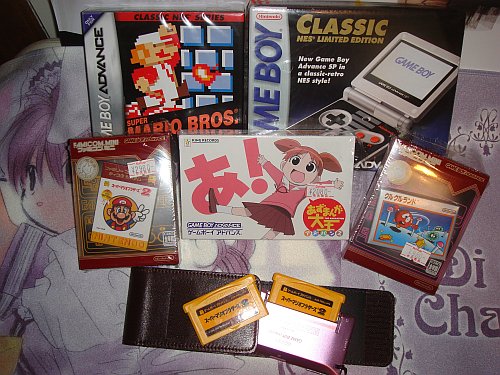 GBA SP Classic NES (USA), Super Mario Bros 1, 2, Clu-Clu Land, and Azumanga Daioh for GBA