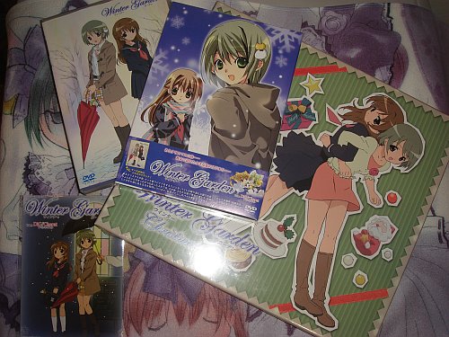 Winter Garden DVD and Christmas Box goodies, postcard